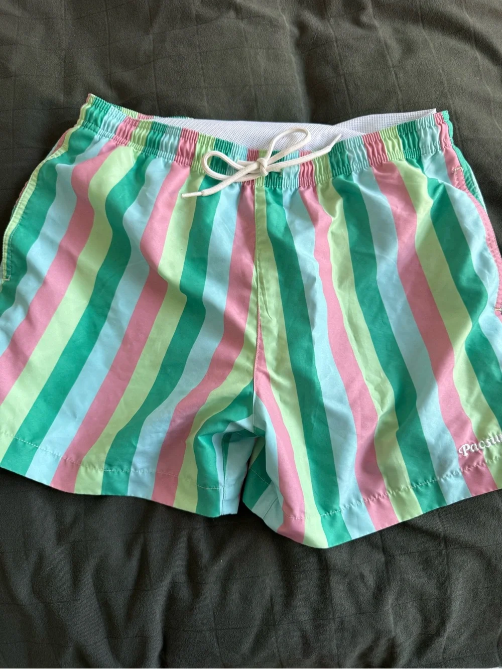 PacSun Pastel Stripe Swim Shorts - Mint, Pink, Light Blue & Lemon